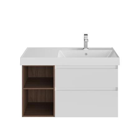 Тумба Kerama Marazzi CUBO КУБО CUB.90.2Rh\WHTM.N правая подвесная с ящиками 90, белая матовая-древесная