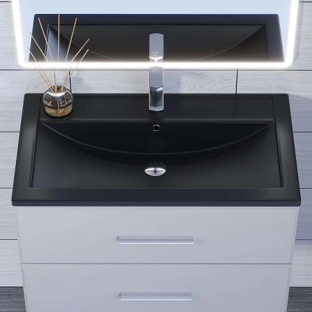 Раковина кварцевая Uperwood Foster Quartz 80 см, черная матовая, уголь