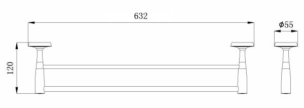 Полотенцедержатель двойной 60 см RUSH Balearic (BA39532)