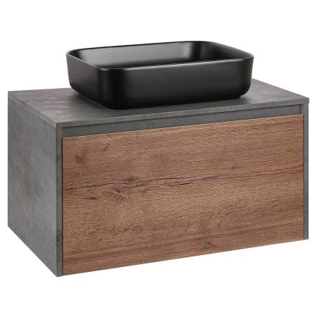 Тумба под раковину Vincea Mesa 800 подвесная, 1 выкатной/1 скрытый ящик soft close, T.Oak + Beton