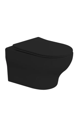 унитаз подвесной Boheme FIORE Черный матовый c крышкой, функция Торнадо 978-SET-B