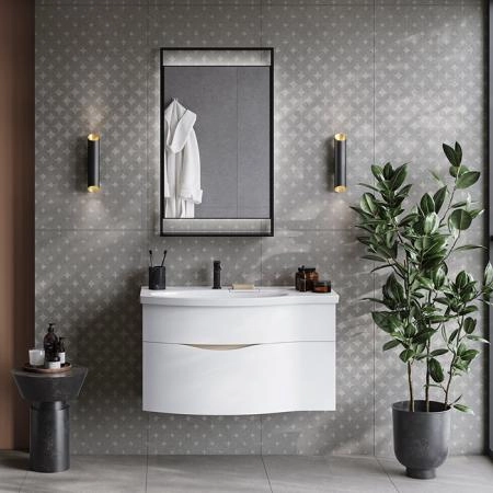 Kerama Marazzi Riva Тумба подвесная 100см, левая, с раковиной, цвет: белый матовый