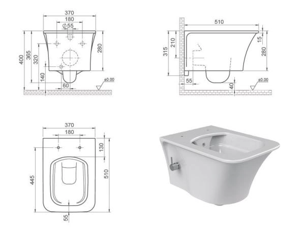 Mirage подвесной унитаз Boheme с биде глянец белый 965-2