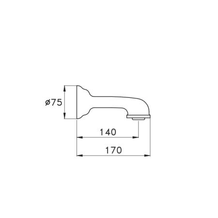 Stella Italica Настенный излив для ванны 0/250, цвет: хром