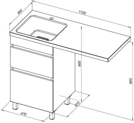 Тумба под раковину Aquanet Вега 48 белый глянец