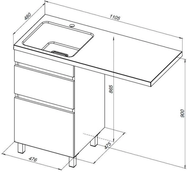 Тумба под раковину Aquanet Вега 48 белый глянец