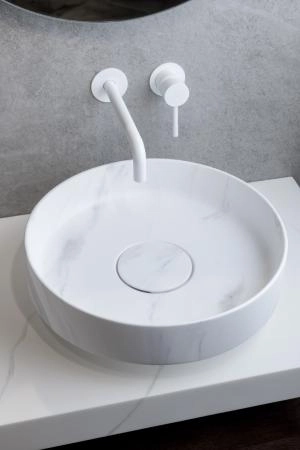 Раковина накладная Boheme SOLE Corian 400*130 Calacatta 801-CLCT
