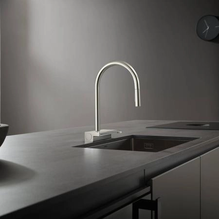 Hansgrohe Aquno Select M81 Смеситель для кухни, 1 отв., каскад, цвет: сталь