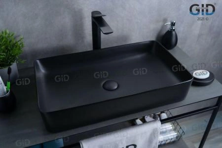 Раковина Gid Bm9396 60x34 на столешницу черная матовая
