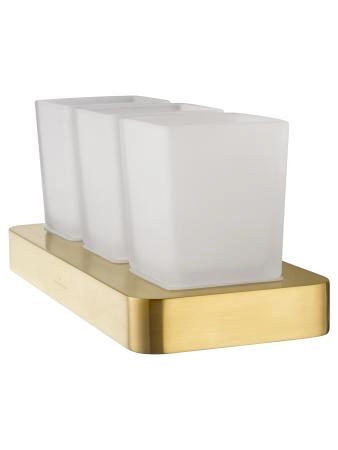 Три стакана для зубных щеток с держателем WONZON & WOGHAND LOTTE, Брашированное золото (WW-8338-BG)