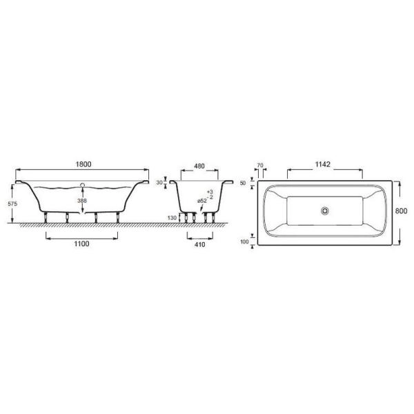 Ванна Jacob Delafon ELITE E6D032-00 180x80 см