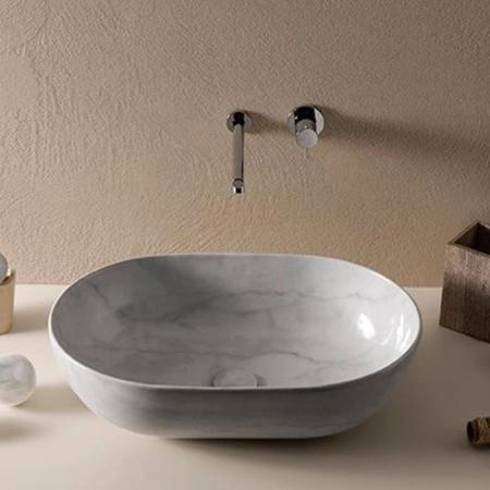 Globo T-Edge Раковина-чаша 60х41 см, без отв., на столешницу, цвет: Marmo di carrara