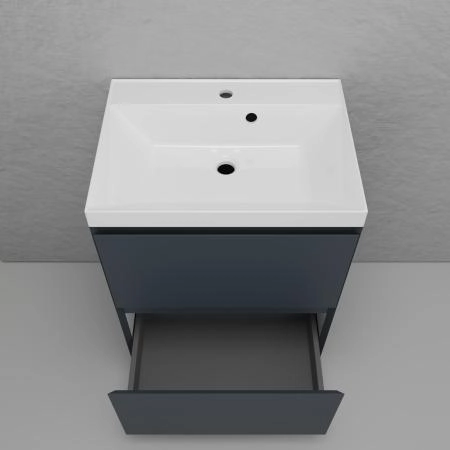 Тумба напольная Style Line Манхэттен 60 ЭМАЛЬ под ASTI 60 2 ящика PLUS графит