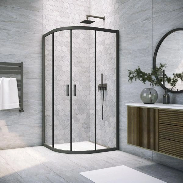 Душевой уголок Vegas-glass ZS NOVO h2000 80 02М 01, профиль черный матовый, стекло прозрачное