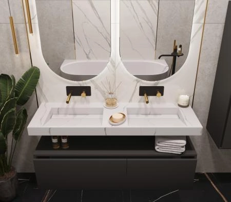 Столешница моноблок Boheme FLAT CALACATTA (1410*452*80) 859-140-CLCT