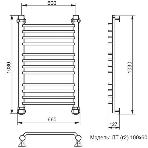 Полотенцесушитель водяной Ника Trapezium ЛТ (г2) 100/60
