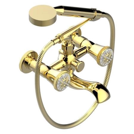 THG Hirondelles Gold Stamped Смеситель для ванны, настенный, с ручным душем, цвет: Gold color PVD