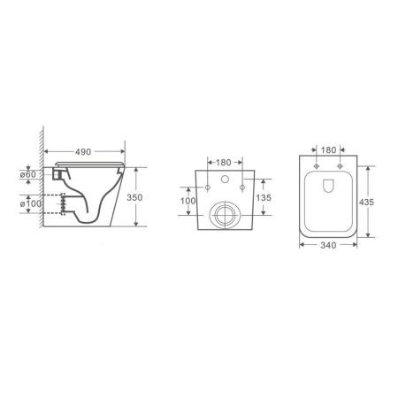 Унитаз Ceramalux 5171 RIMLESS подвесной микролифт