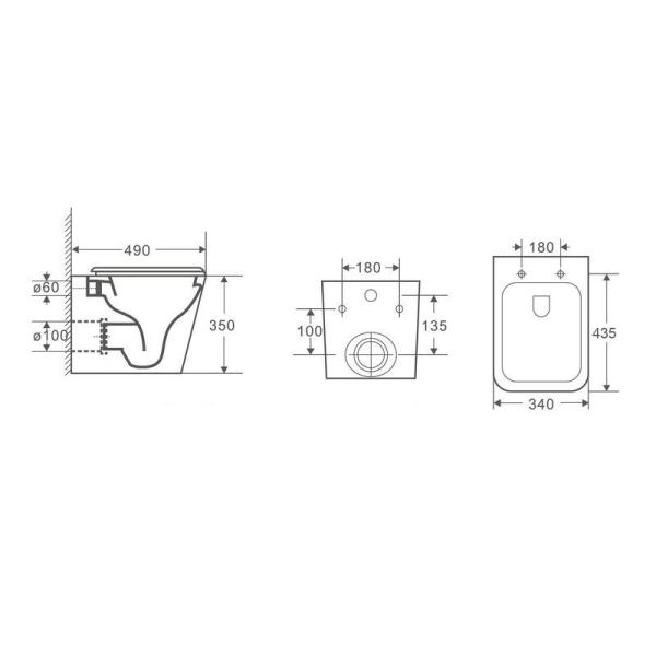 Унитаз Ceramalux 5171 RIMLESS подвесной микролифт