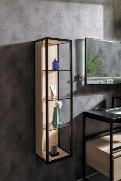 Пенал Boheme LOFT высокий light wood, полки стекло 896-L