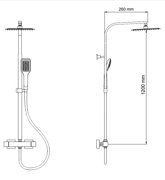 Душевая система RGW Shower Panels SP-22 21140122-01 термостат, хром