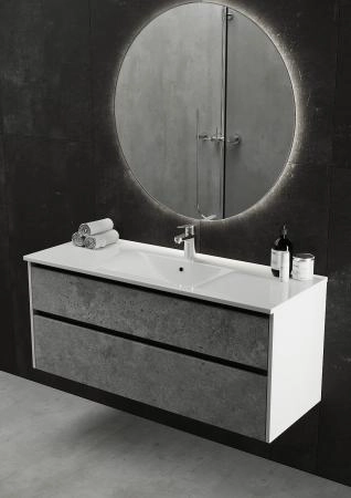 Тумба SANVIT Кубэ-2 ЛОФТ 100 подвесная Бетон Урбан Грей/белый гл. без раковины