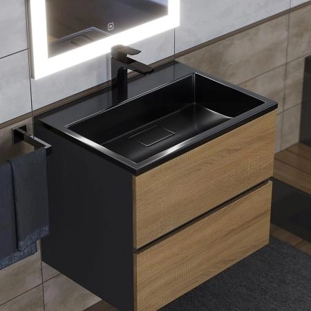 Раковина для ванной Uperwood Barsa 60 см, черная глянцевая