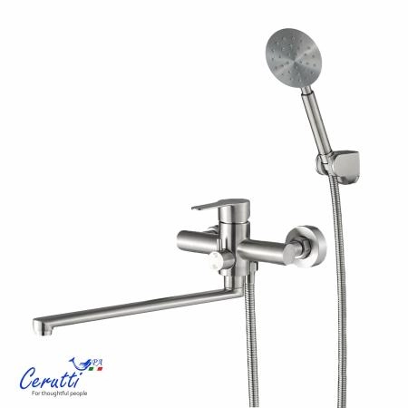 Смеситель для ванны Ceruttispa Овидио VXLBN (OVIDIO VXLBN) из нержавеющей стали, цвет матовый никель