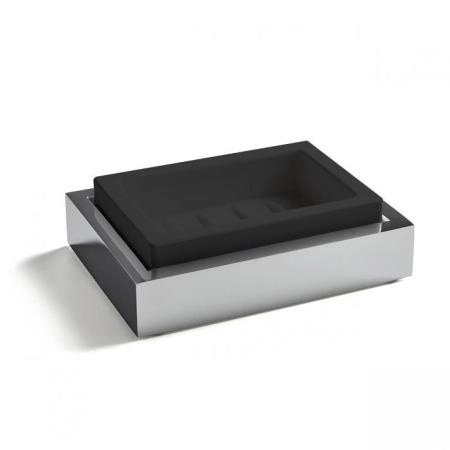 3SC SK 3.0 Мыльница настольная, композит Solid Surface, цвет: чёрный/хром