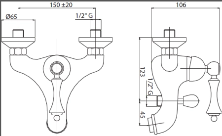 Смеситель CEZARES MARGOT-VM-02-Bi для ванны,бронза