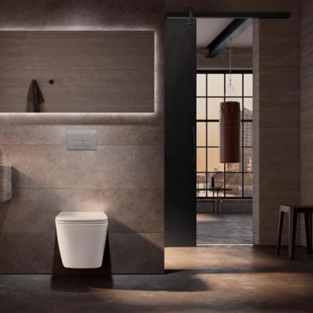 TECEspring S Комплект: Унитаз подвесной Regular, безободковый, смыв Torando flush, сиденье Slim с микролифтом и быстрым снятием, цвет: белый