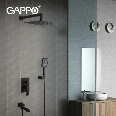 Душевая система Gappo G7107-6 встраиваемая для ванны с изливом черная