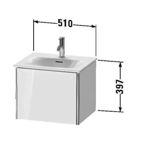Duravit XSquare База подвесная 51x41.8x39.7см с раковиной, 1 выдвижное отделение, цвет: глянцевый белый