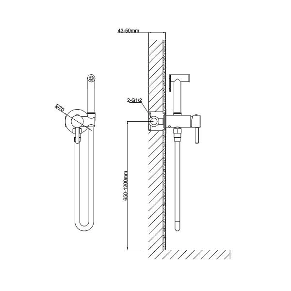 Гигиенический душ Vincea VHFW-101BG из латуни в комплекте со смесителем, брашированное золото