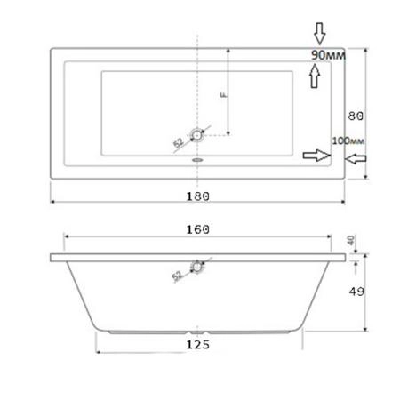 Knief Plane Fit Ванна встроенная встраиваемая, 180x80см с ножками, цвет: белый
