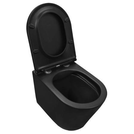 Унитаз подвесной AzarioTeramo 515х355х365 безободковый с сиденьем микролифт, черный матовый (AZ -053E-R-MB)