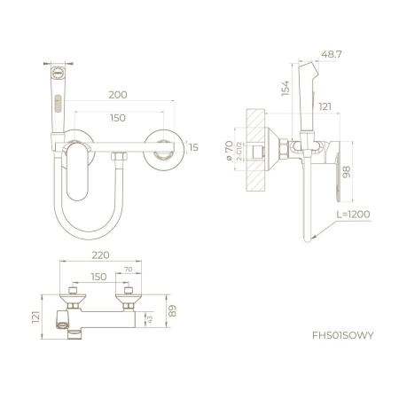 Гигиенический душ KNOTLOR DEW FHS01S0WY, со смесителем белый
