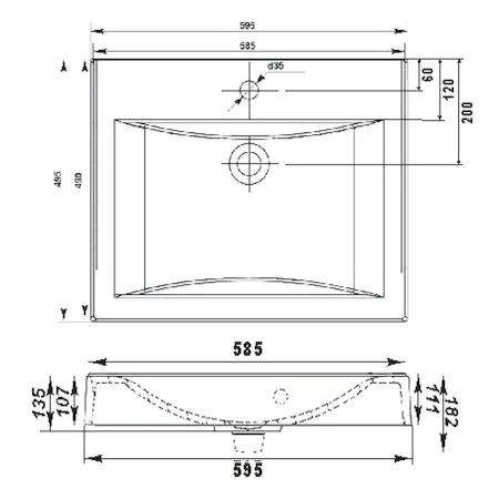 Раковина над стиральной машиной Altasan ELITA 600х500 с кронштейнами и сливной системой