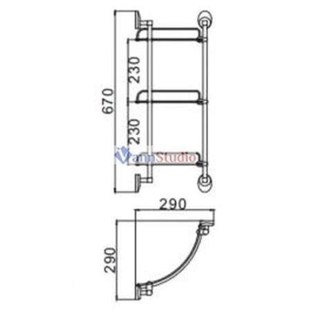 F1607-3 Полка стеклянная Frap для ванной 3-ярусная угловая 250*250