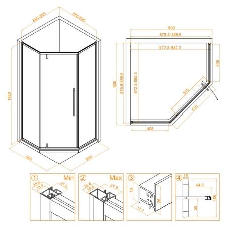 Душевой уголок RGW SV-81 Stilvoll 90x90 Хром прозрачное