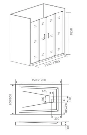 Душевая дверь GOOD DOOR Infinity WTW-TD-150-G-CH 150x185 см