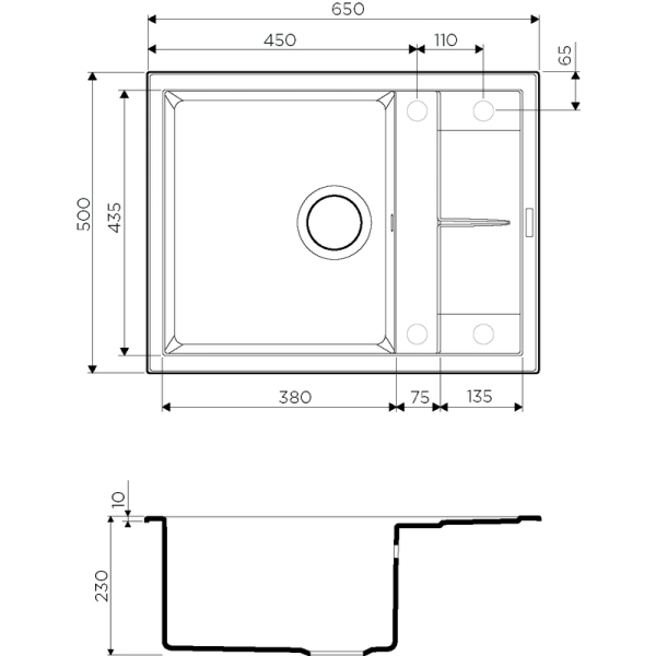 Кухонная мойка Omoikiri Sumi 65-PL 4993675, 650*500 платина