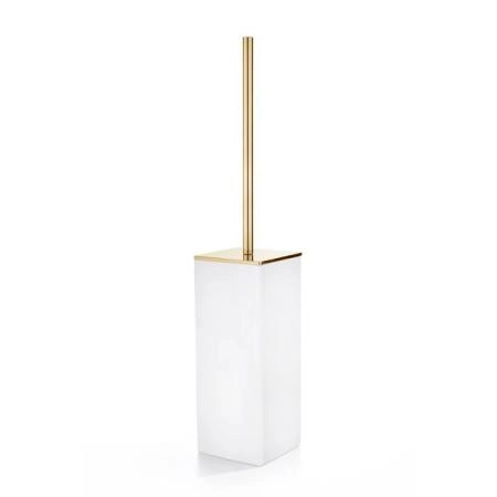 3SC Mood White Туалетный ёршик, напольный, композит Solid Surface, цвет: белый матовый/золото 24к.