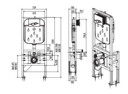 Инсталляция усиленная CREAVIT GR5004.01 для подвесного унитаза