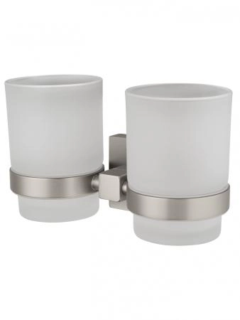 Два стакана для зубных щеток с держателем WONZON & WOGHAND POLO, Брашированный никель (WW-8928-BN)