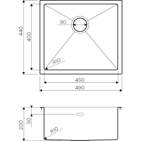 Кухонная мойка Omoikiri Taki 49-U/IF-LG 4973523, 490*440, нержавеющая сталь