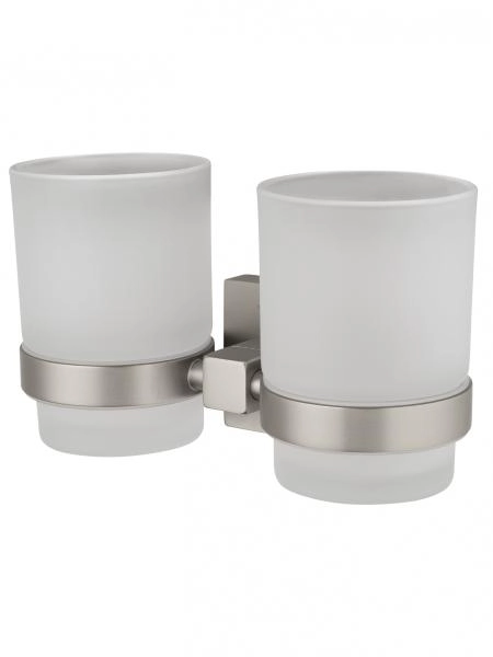Два стакана для зубных щеток с держателем WONZON & WOGHAND POLO, Брашированный никель (WW-8928-BN)