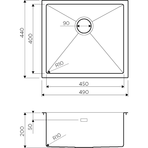 Кухонная мойка Omoikiri Taki 49-U/IF-LG 4973523, 490*440, нержавеющая сталь