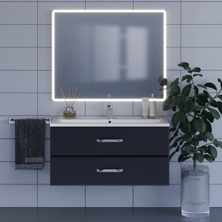 Тумба под раковину для ванной Uperwood Foster 100 см, подвесная, черная