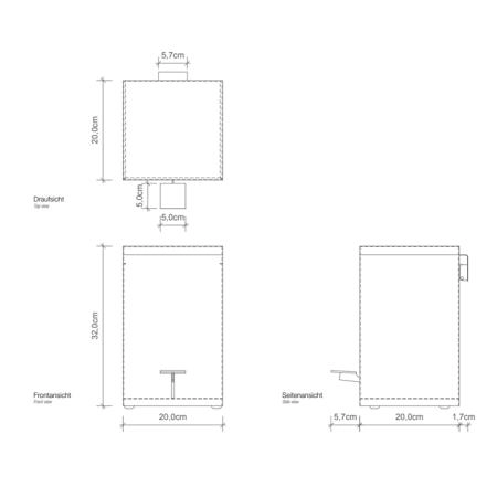 Decor Walther TE 70 SC Ведро 20x20x32см, с педалью и крышкой, softclose, напольное, цвет: хром